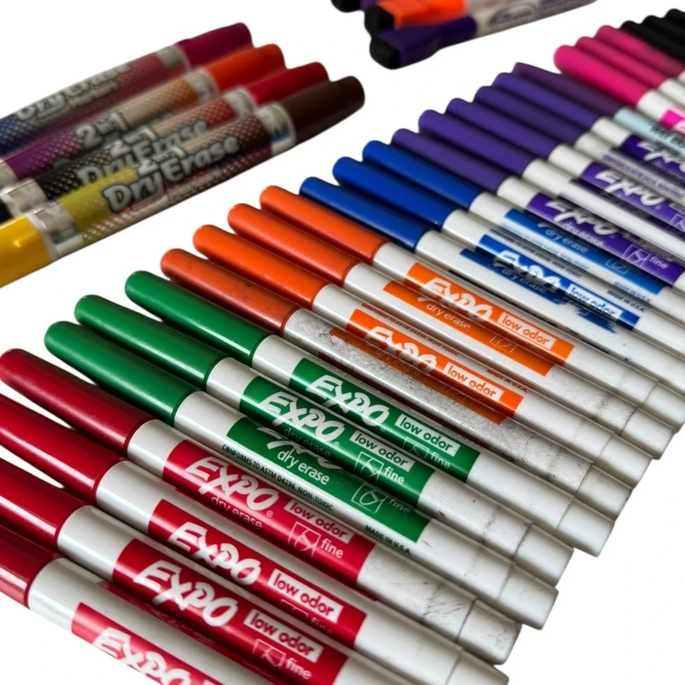 Expo Low Odor Dry Erase Marker Lot Pack Fine Tip Whiteboard Markers Erasers B20Q